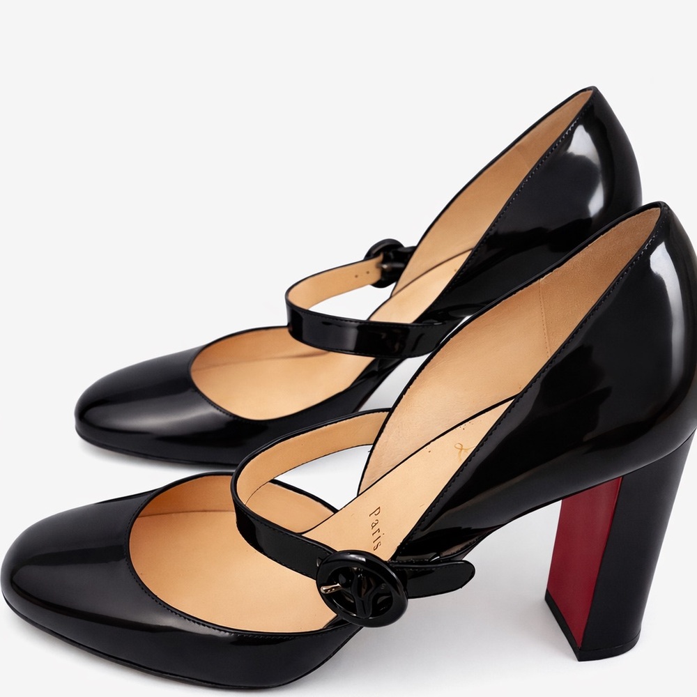 Christian Louboutin Miss Kawa 85 black patent leather Mary Jane Heels 10.5/42